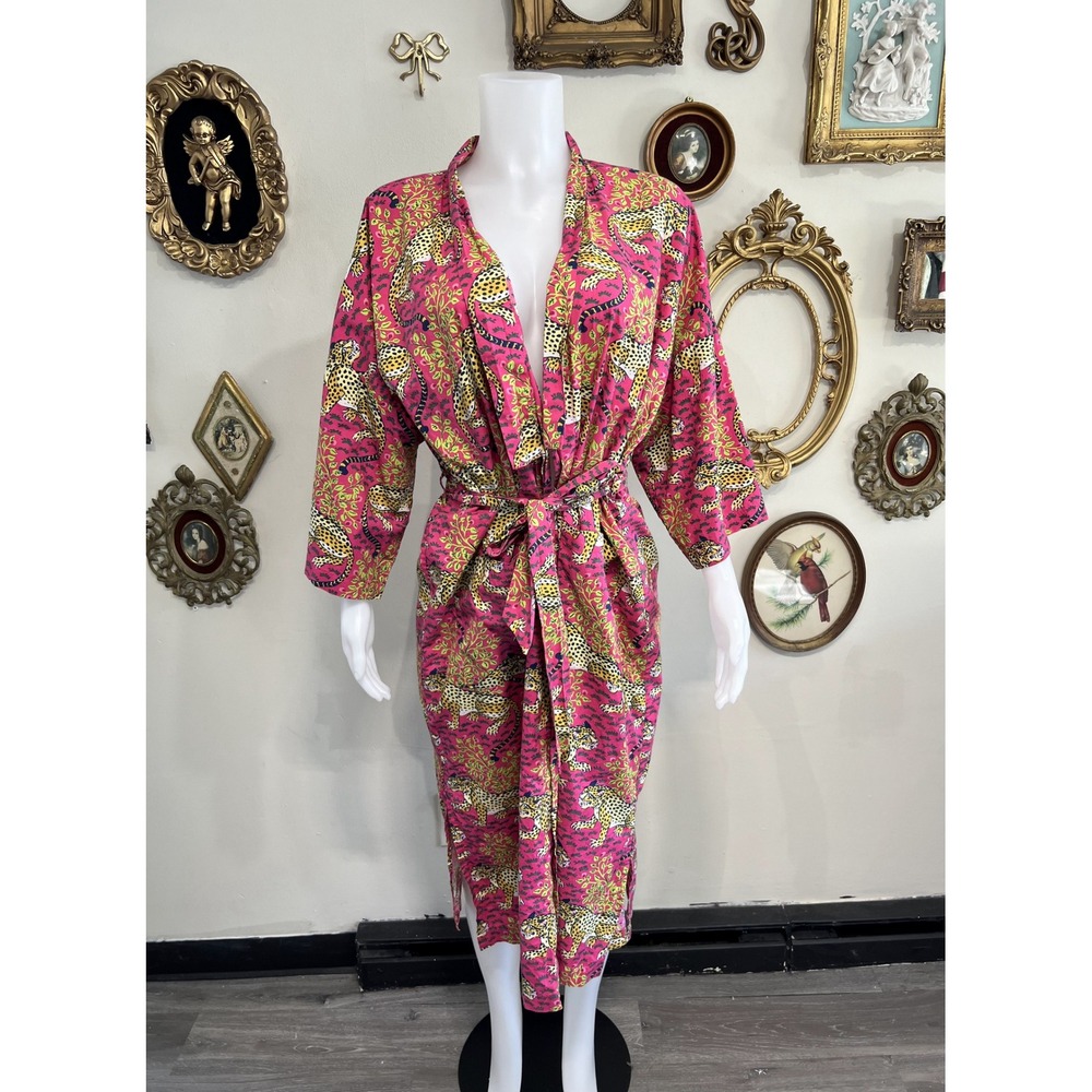 Print Fresh Bagheera Robe Pink Leopard Print Size S/M
